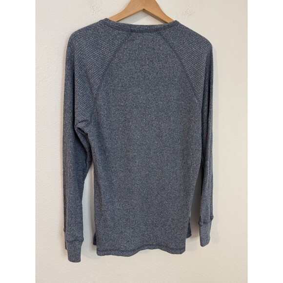 SUN + STONE Shirt Long Sleeve Crew Neck Blue Waffle Thermal Knit Size Large NWT - Picture 3 of 8